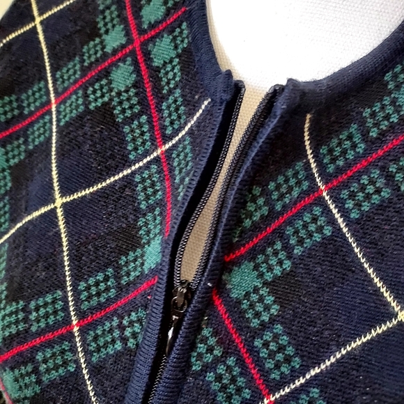 Talbots Made in Italy 100% Merino Wool Argyle Print Zippered Cardigan Small - Picture 4 of 10